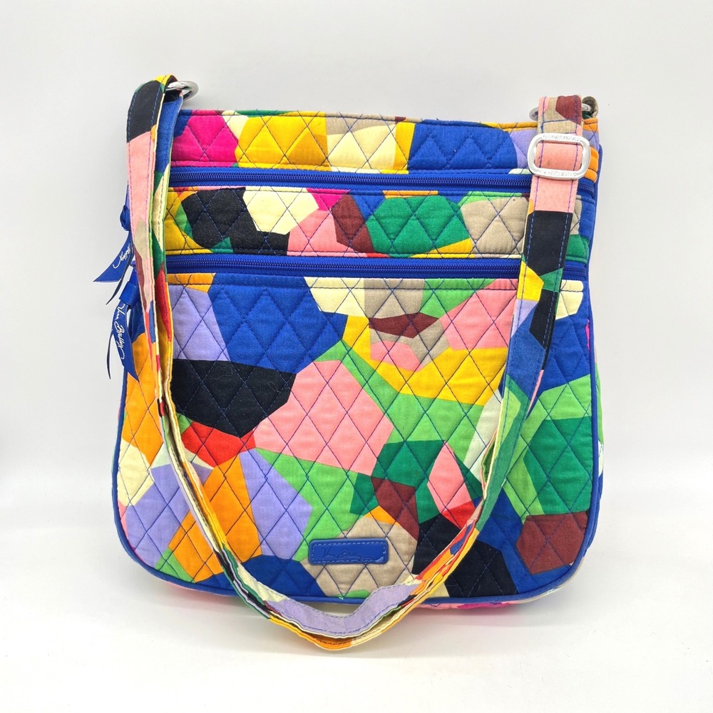 Vera Bradley Triple Zip Hipster Crossbody Bag Kaleidoscope Quilted Cotton Multi